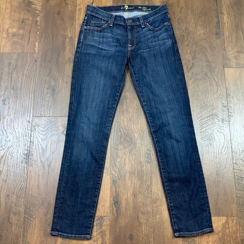 7 for all Mankind The Slim Cigarette Dark Wash Skinny Jeans